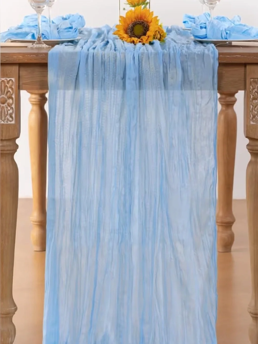 NEW-Set of 2 -10 Foot BabyBlue Cheesecloth Table Runner Table Runner Boho Gauze